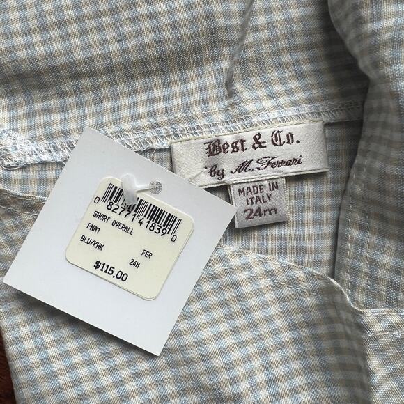 VTG NWT M. Ferrari Best & Co 24m Gingham Short Overalls Shortalls Classic Italy - Picture 3 of 6